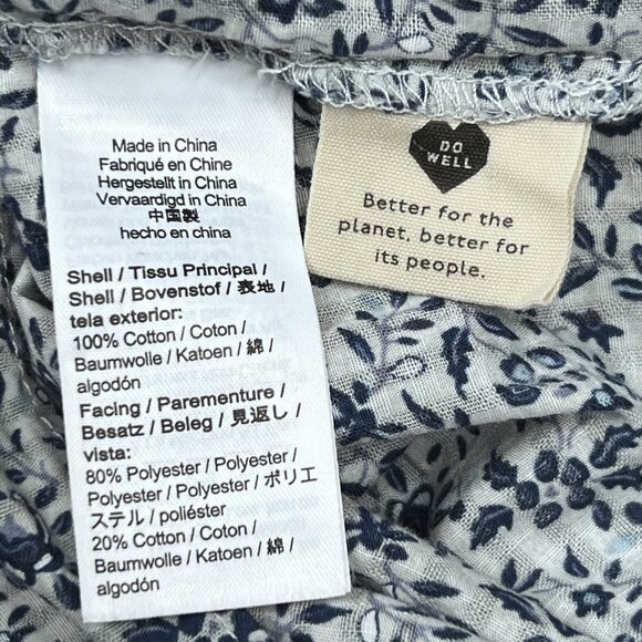 Madewell Florentine Floral Smocked Pull-On Cotton Shorts Glassware Blue S - NWOT - Picture 4 of 5